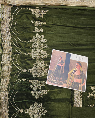 Mihha Pure Velvet Mehndi Colour Wedding Outfit