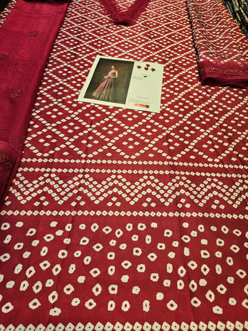 Faiza Saqlain Chunri Print Silk Frawk