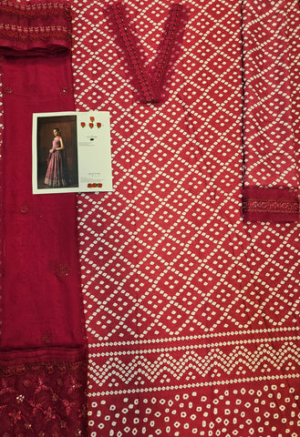 Faiza Saqlain Chunri Print Silk Frawk