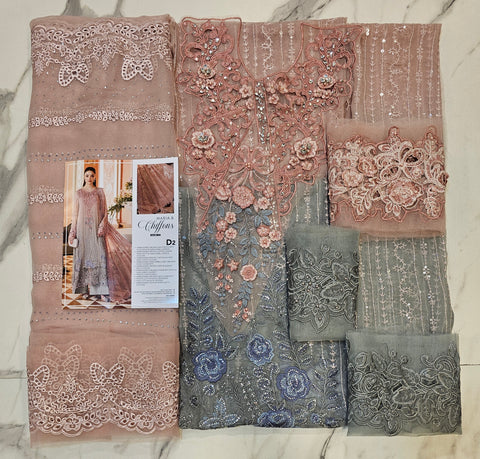 MariaB Luxury Chiffon 2026 Hit Code pink Grey Tye dye two Tone