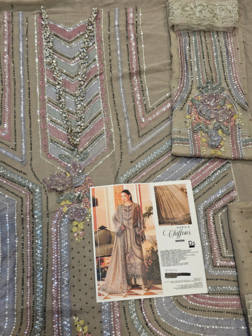MariaB Luxury Chiffon 2026 Mouse Grey Syroski 3D Flower