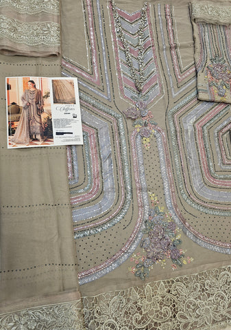 MariaB Luxury Chiffon 2026 Mouse Grey Syroski 3D Flower