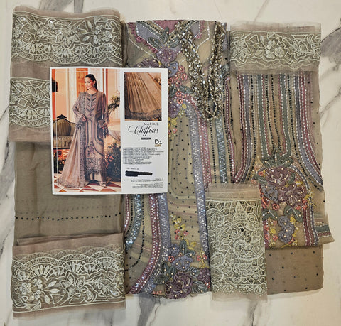 MariaB Luxury Chiffon 2026 Mouse Grey Syroski 3D Flower