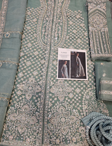 Saad Bin Shahzad Bridal Couture 2026 Light Sea Green Open Shirt