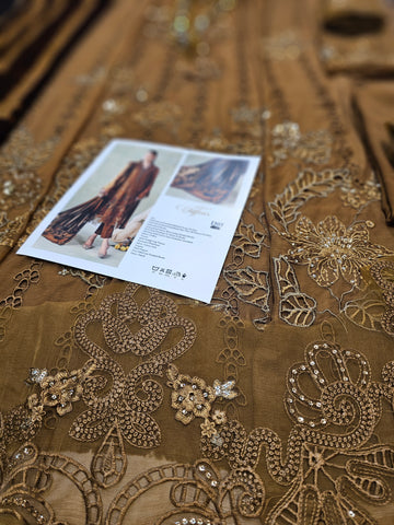 MariaB Luxury Chiffon 2026 Mustard Katha Palachi Shawl