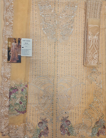 Saira Shakira Party Wear 2026 peach Long Open Shirt