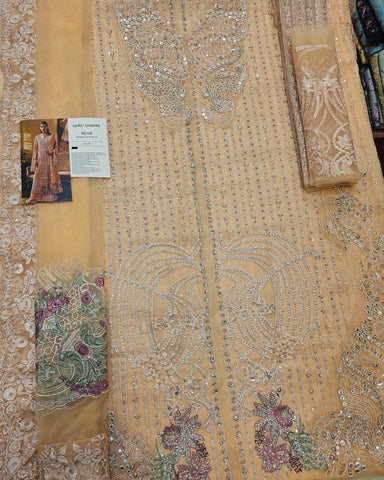 Saira Shakira Party Wear 2026 peach Long Open Shirt