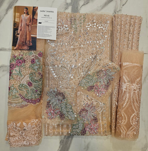 Saira Shakira Party Wear 2026 peach Long Open Shirt