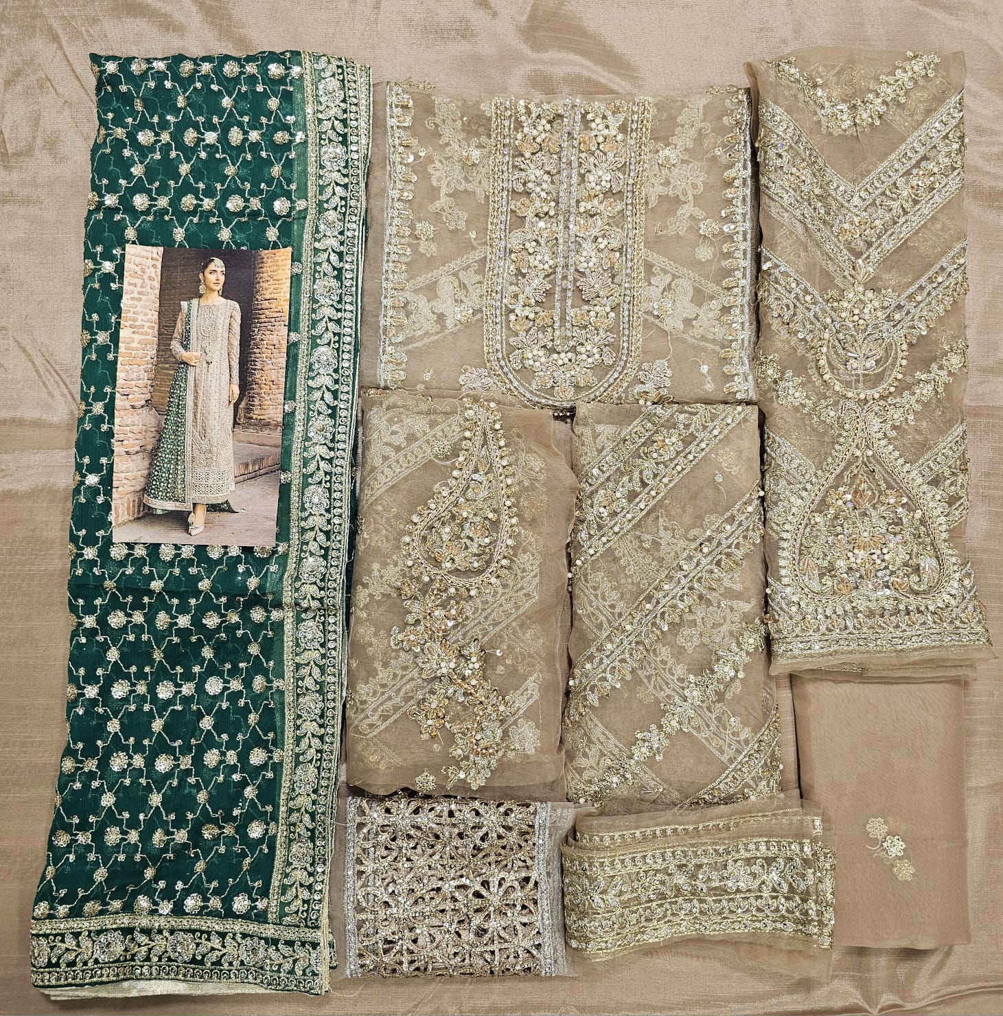 Mariab Brides Couture 2025 Hit Code D5 Green Jaal Chiffon Dupata