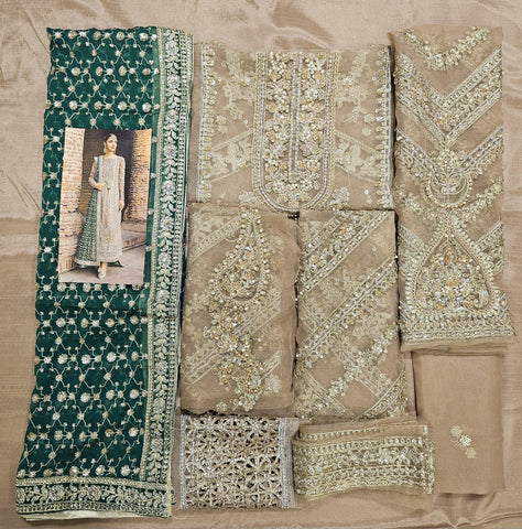 Mariab Brides Couture 2025 Hit Code D5 Green Jaal Chiffon Dupata