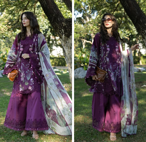 Elaf Signature Premium Lawn 2026 hit Code 5B Burgandi