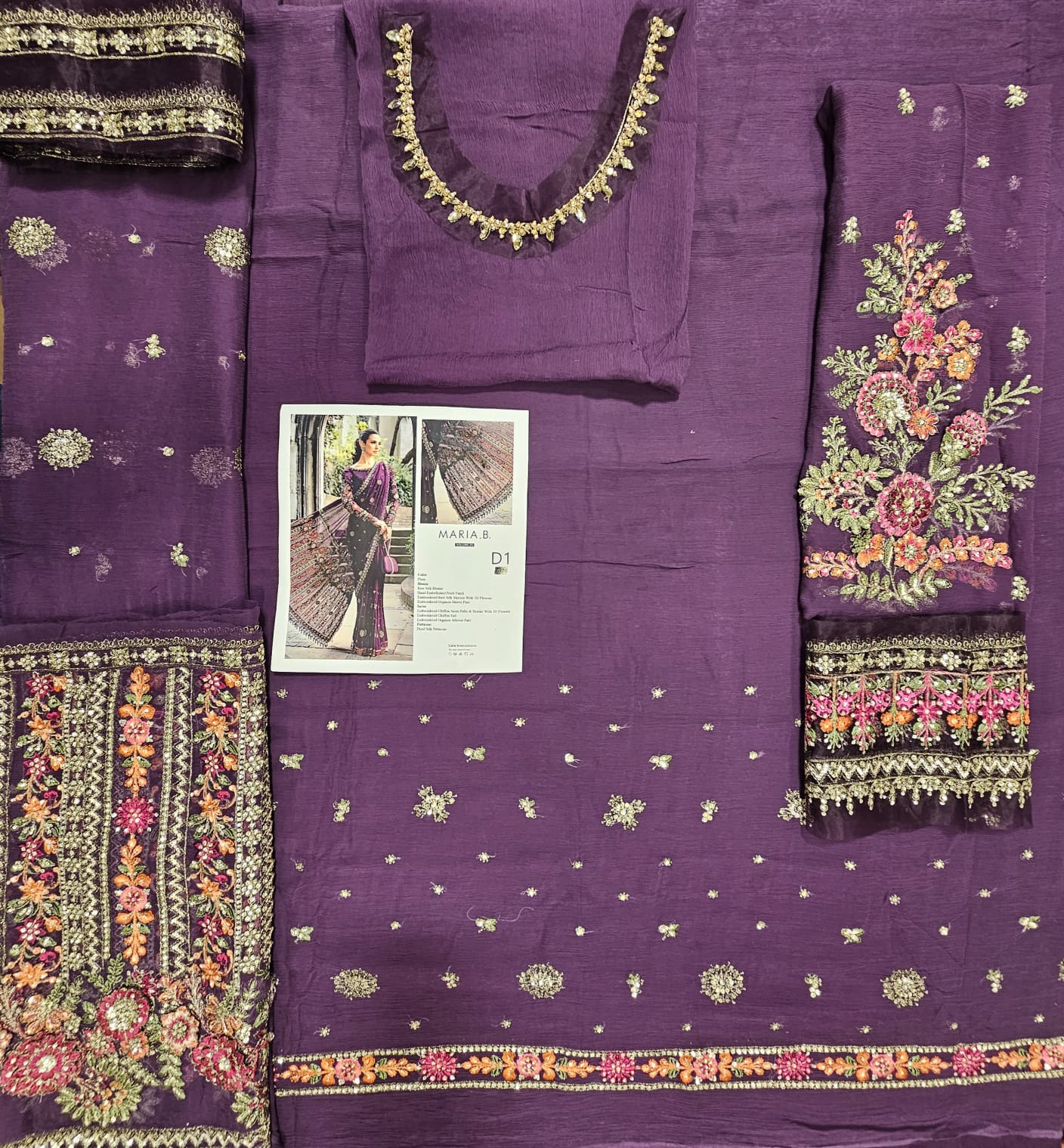 Mariab Party Wear Chiffon Saree 2026