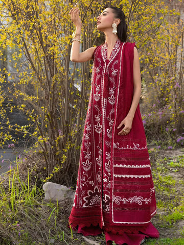 Crimson Luxury Lawn 2026 hit Code 5A Maroon red
