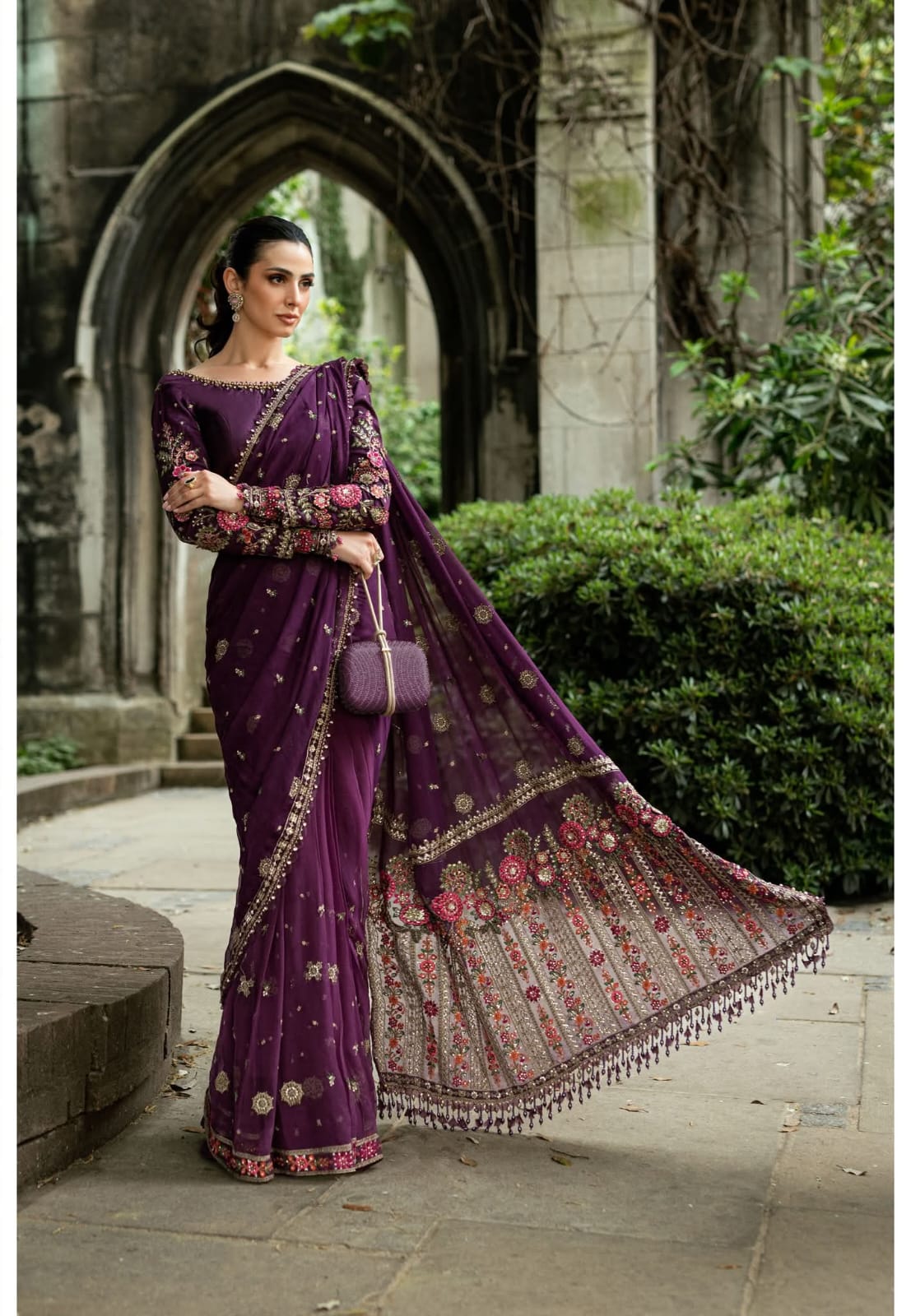 Mariab Party Wear Chiffon Saree 2026
