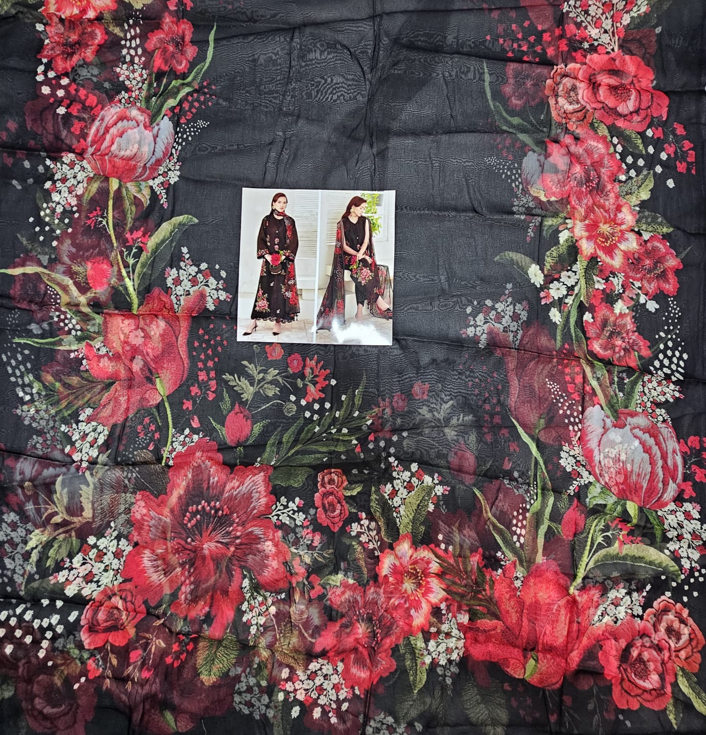 Baroque Embroidered Lawn 2026 Hit Code Black Multi Chiffon Digital Prints Dupata