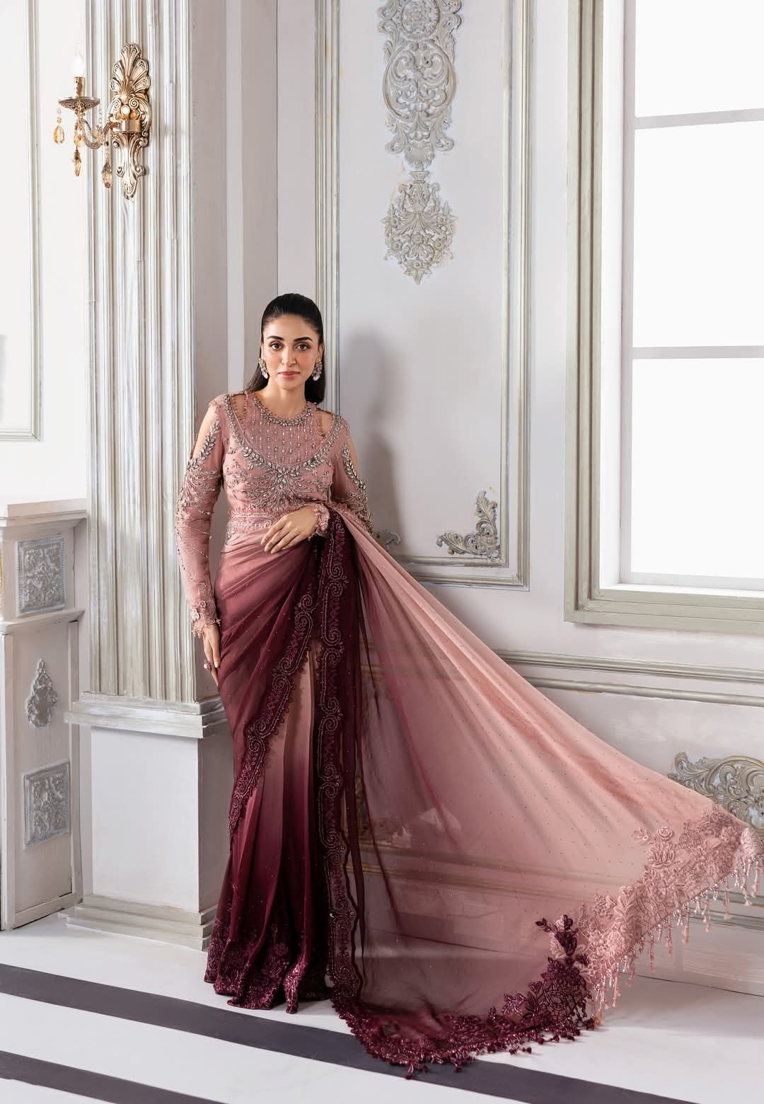 Mariab Luxury Chiffon Collection 2025 Hit Code Chiffon Saree D1