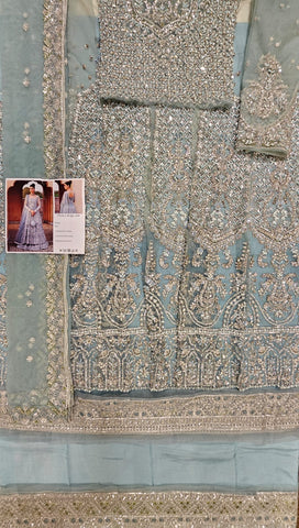 Faiza saqlain Hit Code ice blue 2 tone maxi 2026