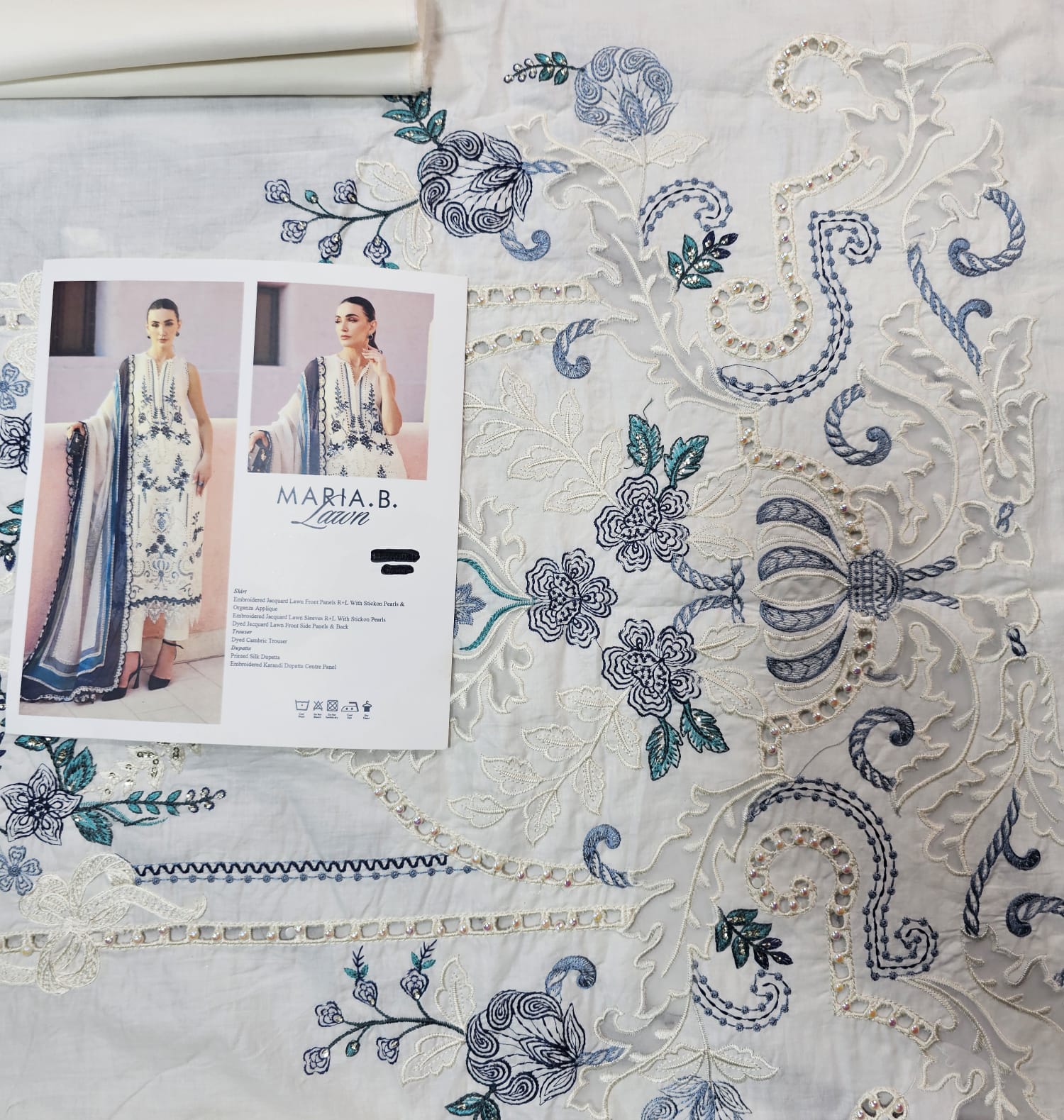 MariaB Luxury Lawn 2026 Hit Code off white Silk Dupata
