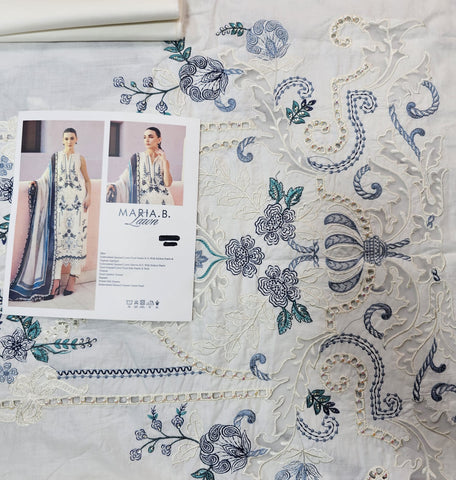 MariaB Luxury Lawn 2026 Hit Code off white Silk Dupata
