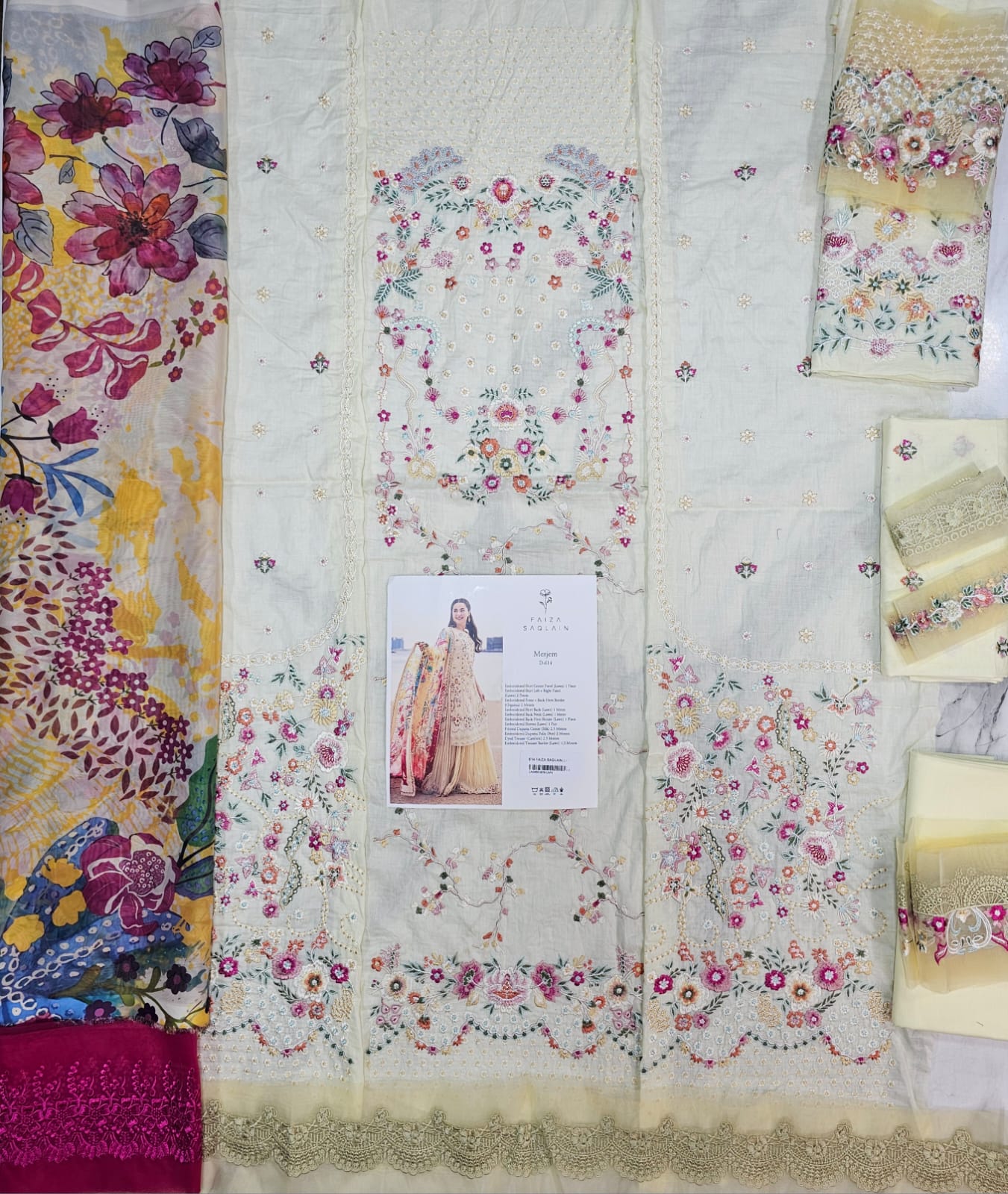 Faiza Saqlain Luxury Lawn 2026 Hit Code Merjem