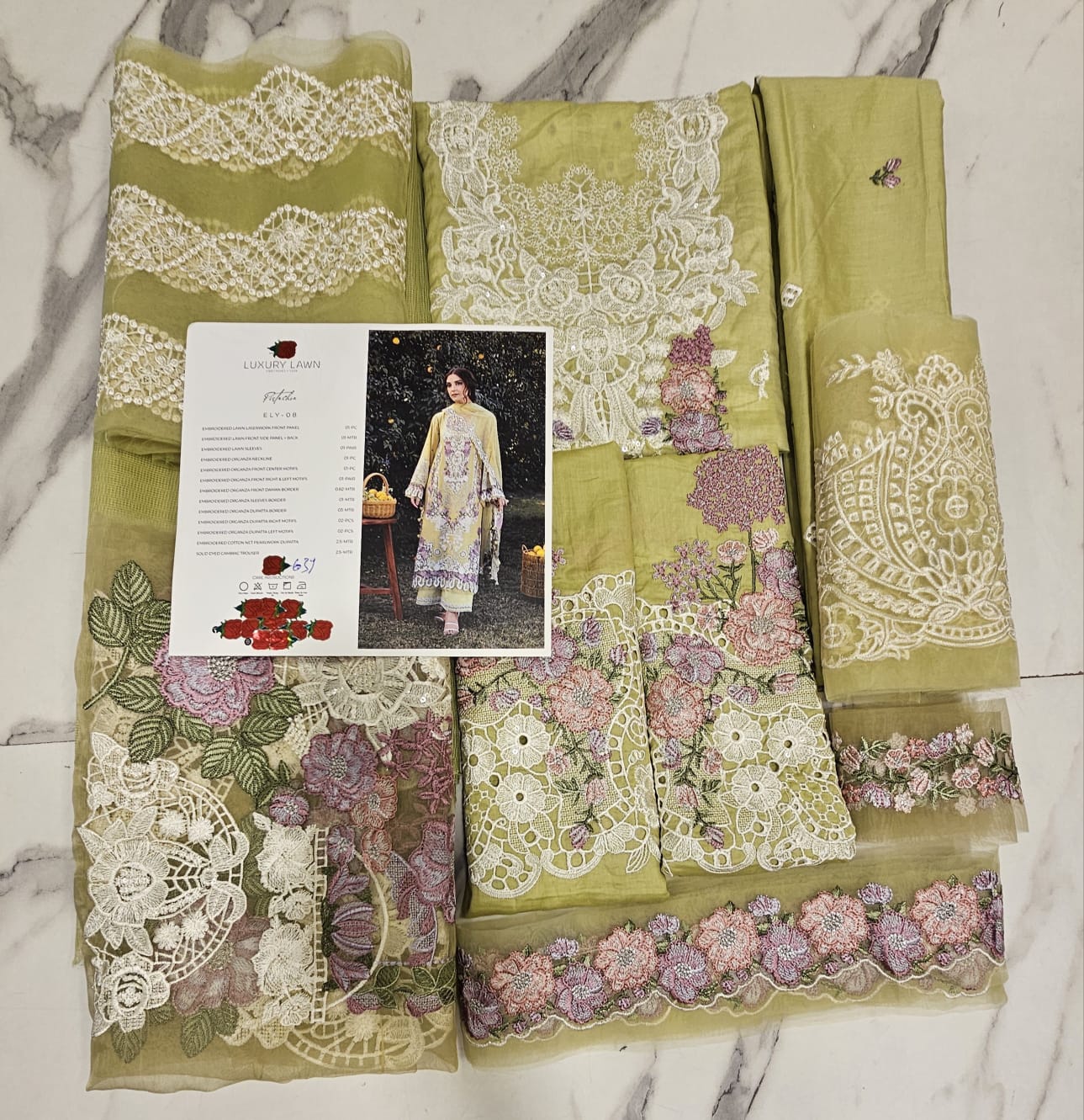 Elaf Luxury Lawn 2026 Eid ul Azha Hit Code D-8 Pistachia