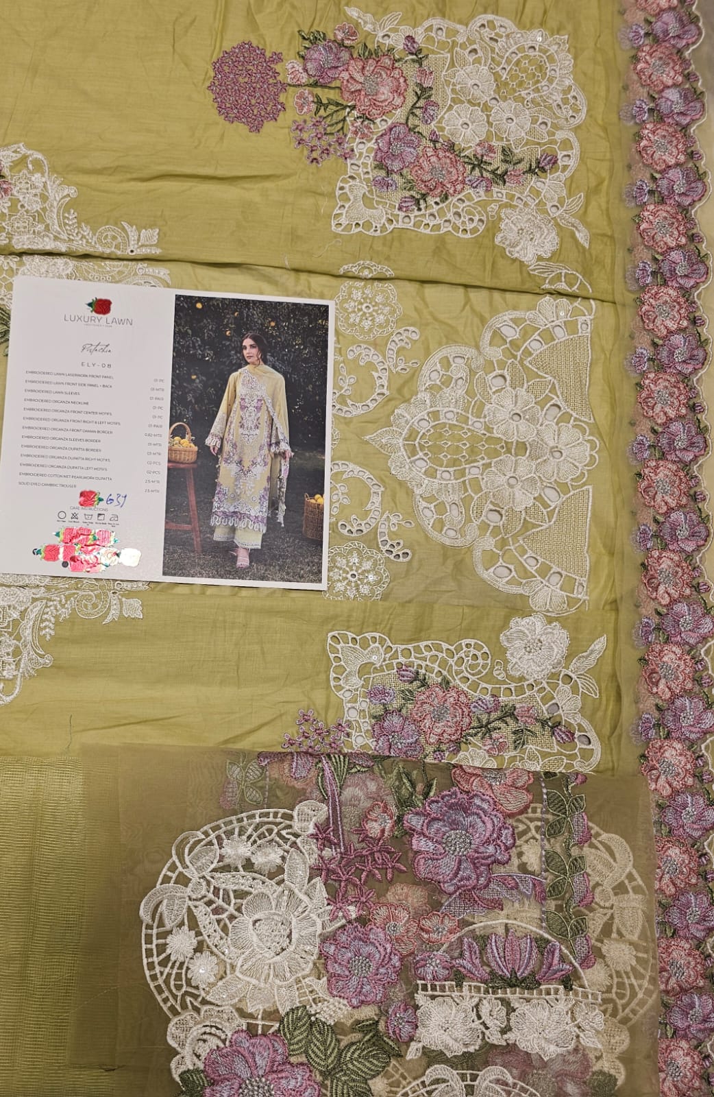 Elaf Luxury Lawn 2026 Eid ul Azha Hit Code D-8 Pistachia