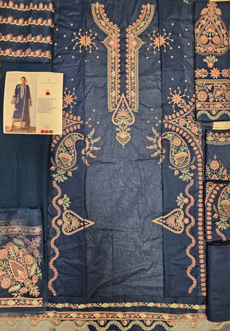 Hussain Rehar Luxury Lawn 2026 eid Ul Azha Hit Code Abi Navy Blue