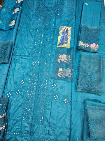 Elaf Signature Luxury Lawn 2026 Hit Code 06 Sapphire Zink Green