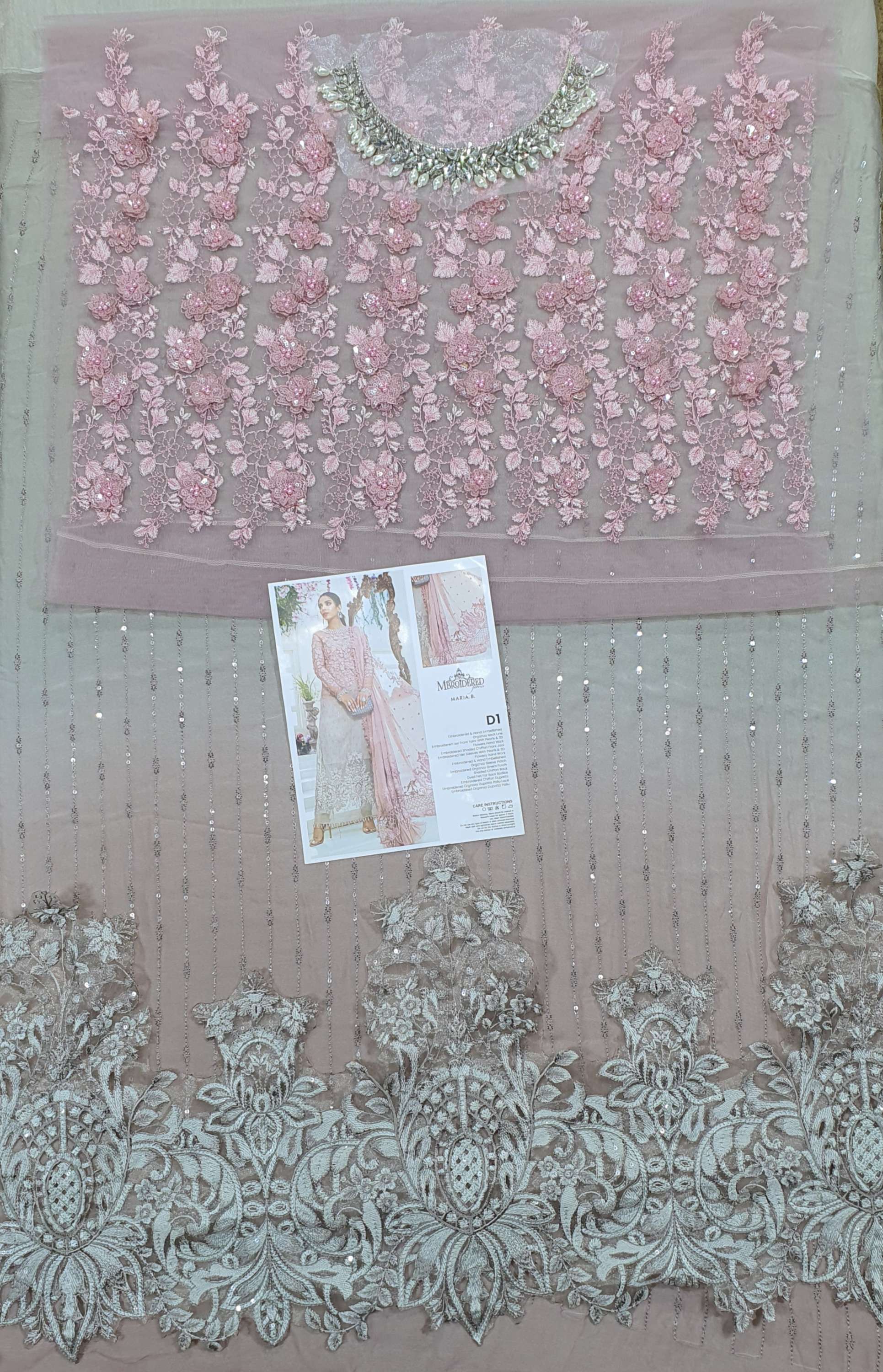 Mariab Luxury Party Wear Chiffon Hit Code Bd-01 3D Flower