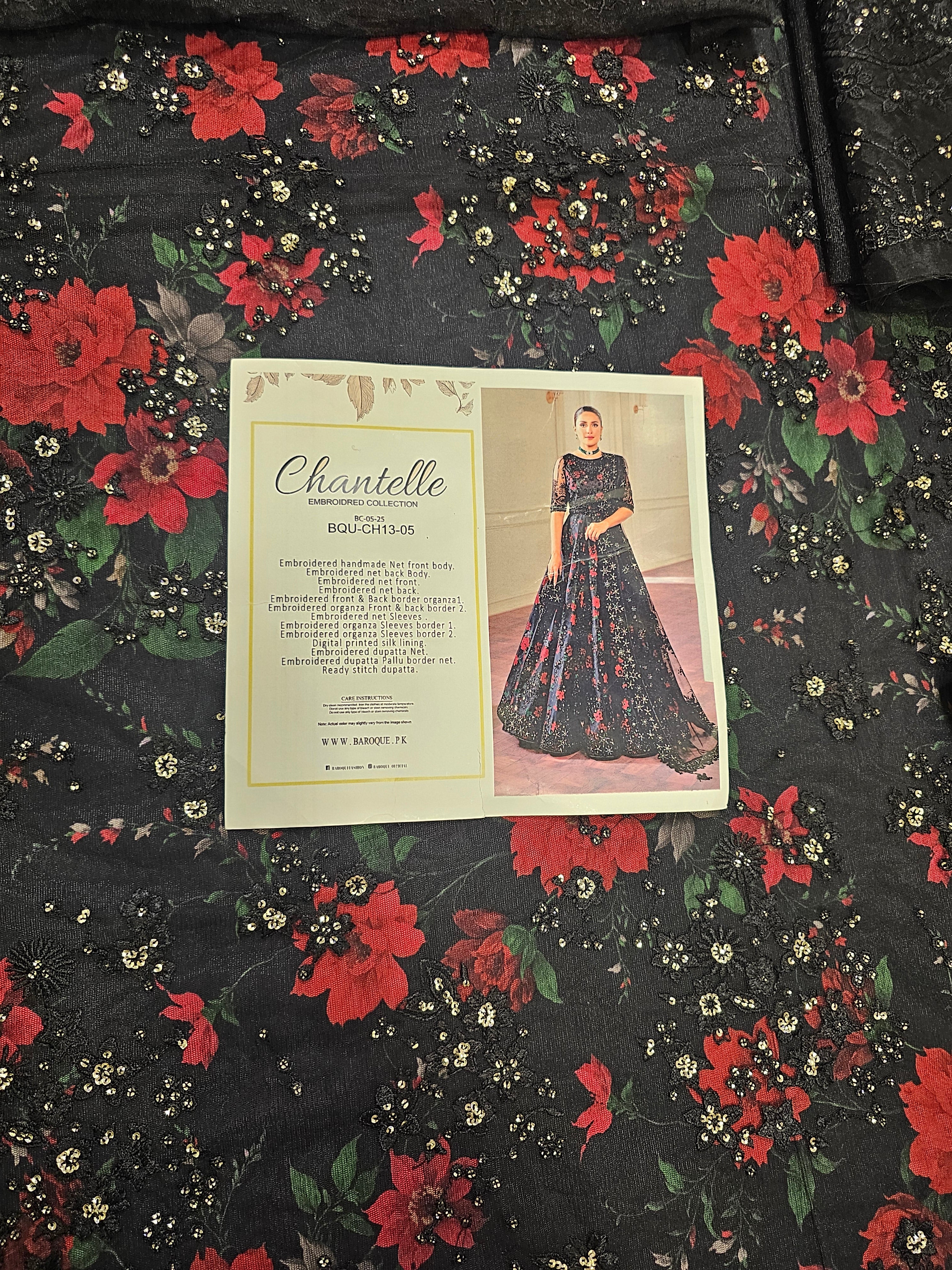 Baroque Chantelle Party Wear Maxi black Rose