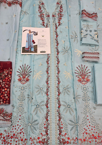 Hussain Rehar Luxury Lawn 2026 hit code Sky Aqua