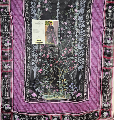 Elaf Luxury Lawn Print Chikenkari 2026 Hit Code ARZO 7A Black