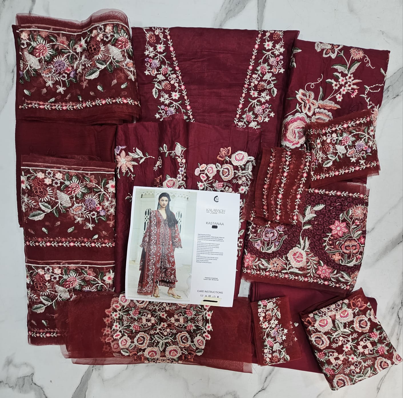 Hussain Rehar Luxury Lawn 2026 hit code Kastanna Maroon