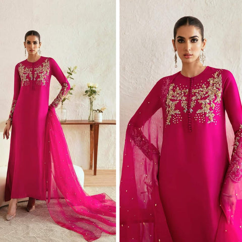 Kanwal malik party Wear 2025 Hit Code Shoking With Gold Work