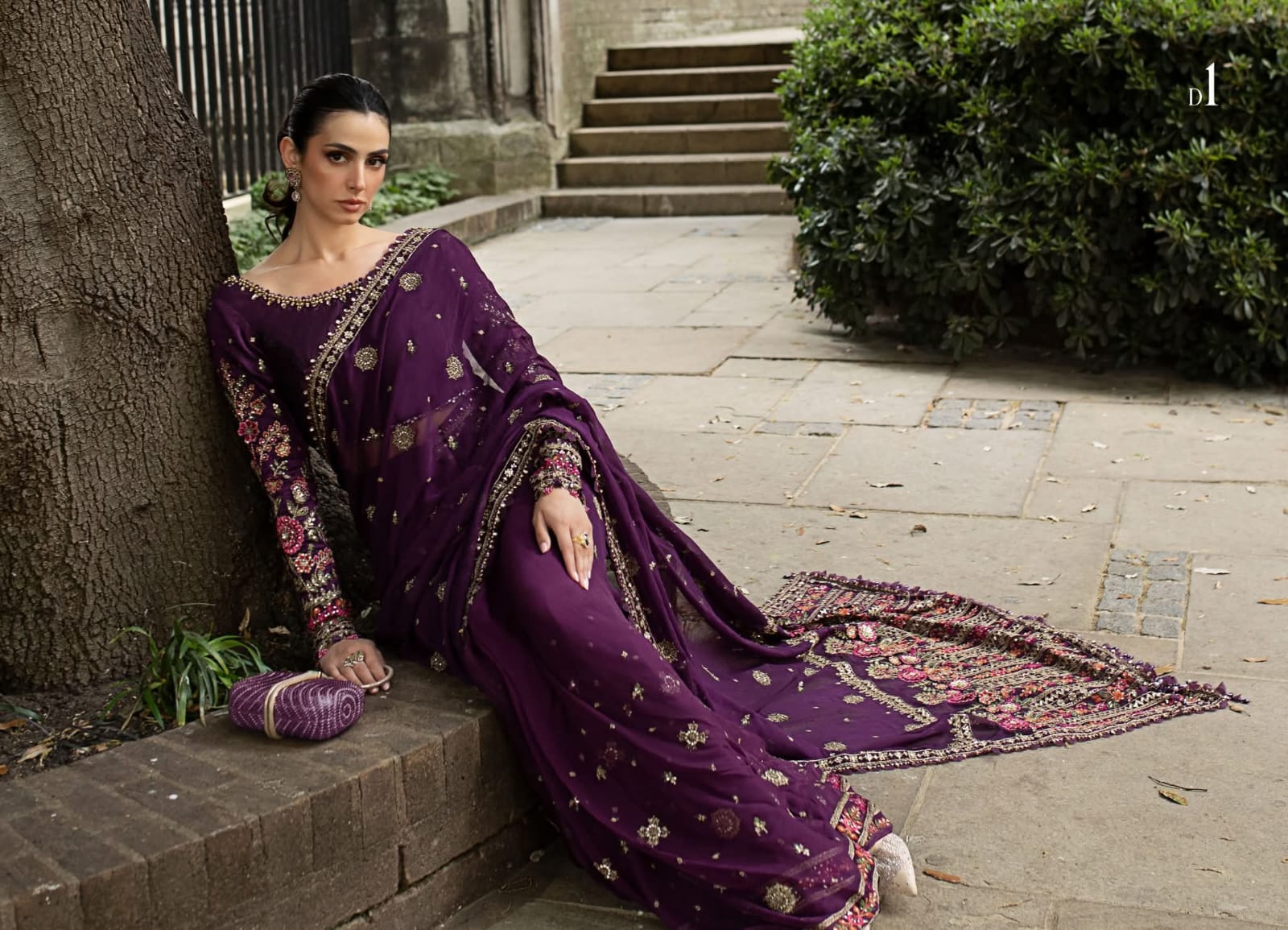 Mariab Party Wear Chiffon Saree 2026