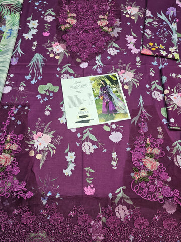 Elaf Signature Premium Lawn 2026 hit Code 5B Burgandi
