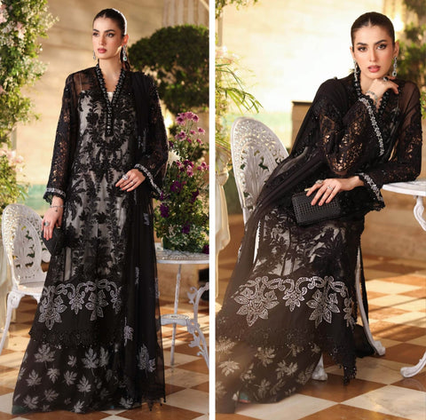Mariab Luxury Chiffon Collection 2026 Hit Code D1 Black