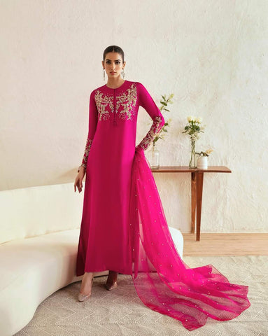 Kanwal malik party Wear 2025 Hit Code Shoking With Gold Work