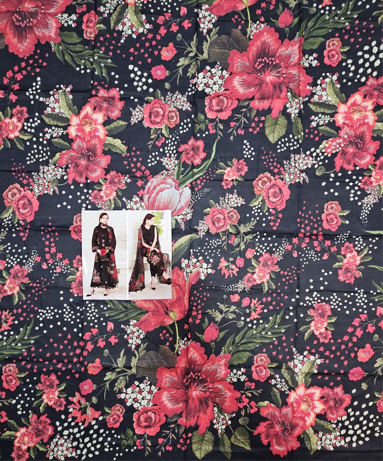Baroque Embroidered Lawn 2026 Hit Code Black Multi Chiffon Digital Prints Dupata