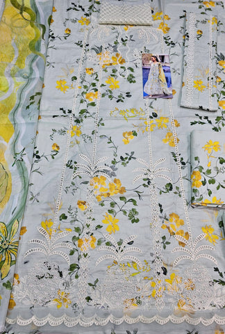 Crimson Luxury Lawn 2026 Hit Code 4B Aqua Pure Silk Dupata