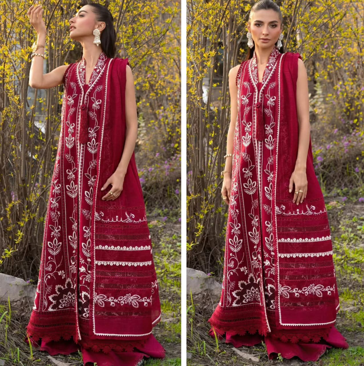 Crimson Luxury Lawn 2026 hit Code 5A Maroon red