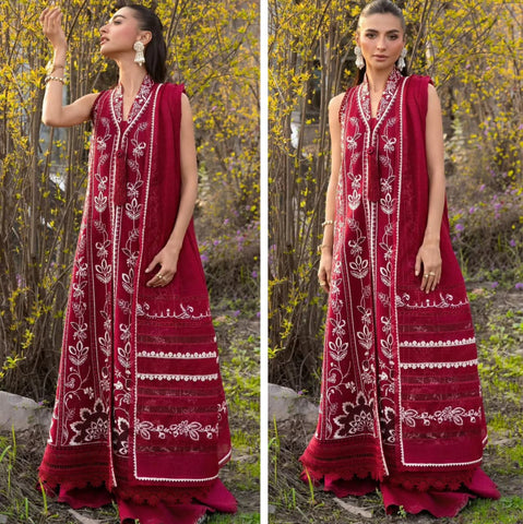 Crimson Luxury Lawn 2026 hit Code 5A Maroon red