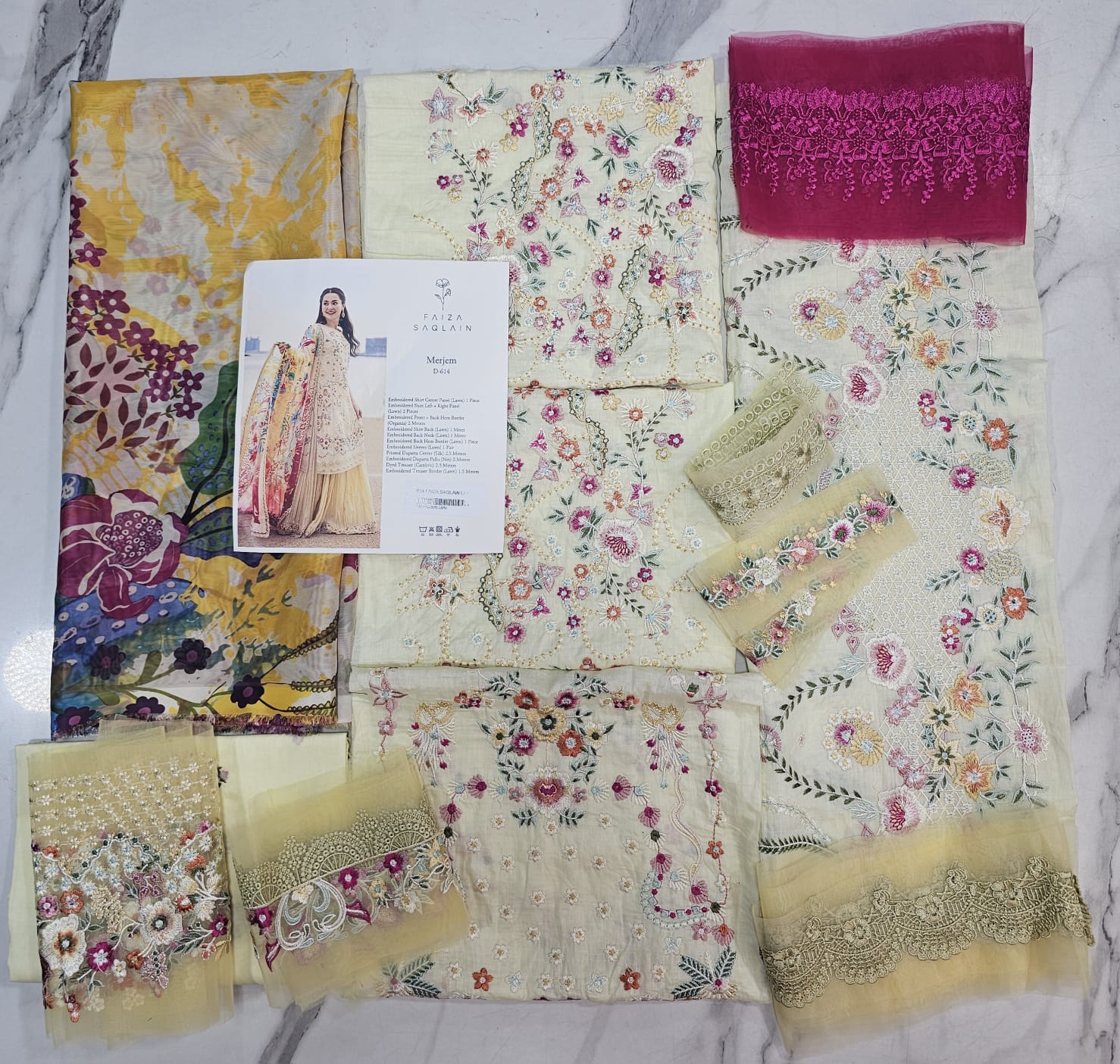 Faiza Saqlain Luxury Lawn 2026 Hit Code Merjem