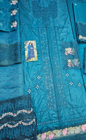 Elaf Signature Luxury Lawn 2026 Hit Code 06 Sapphire Zink Green