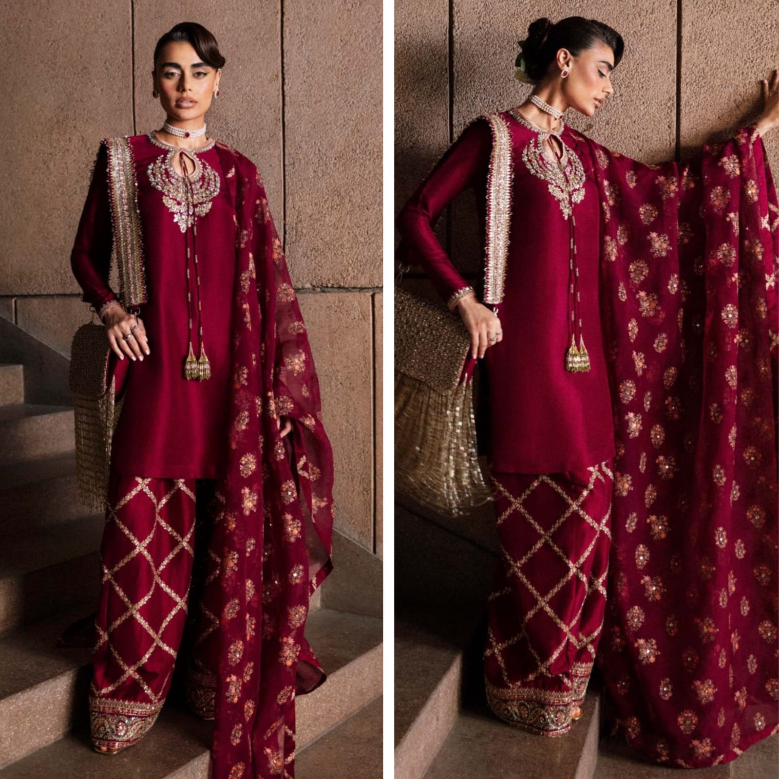 Hussain Rehar party Wear Eid ul azha Hit Code Merlot