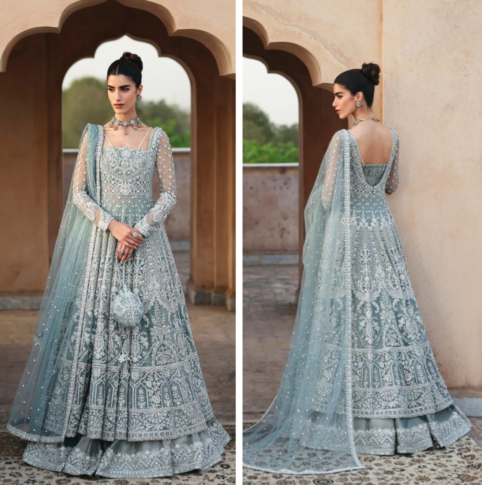 Faiza saqlain Hit Code ice blue 2 tone maxi 2026