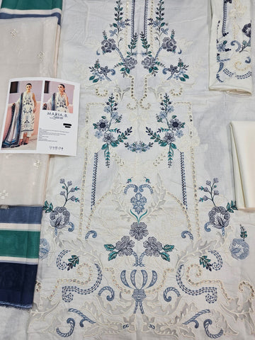 MariaB Luxury Lawn 2026 Hit Code off white Silk Dupata