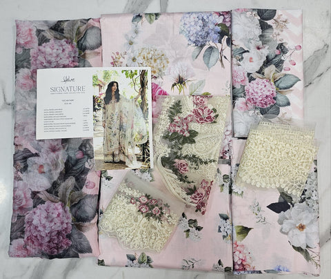 Elaf Signature Premium Embroidered Lawn 2026 babypink