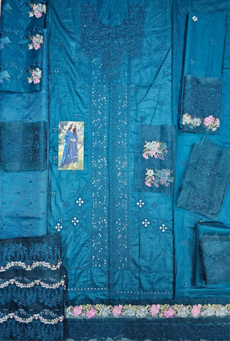 Elaf Signature Luxury Lawn 2026 Hit Code 06 Sapphire Zink Green