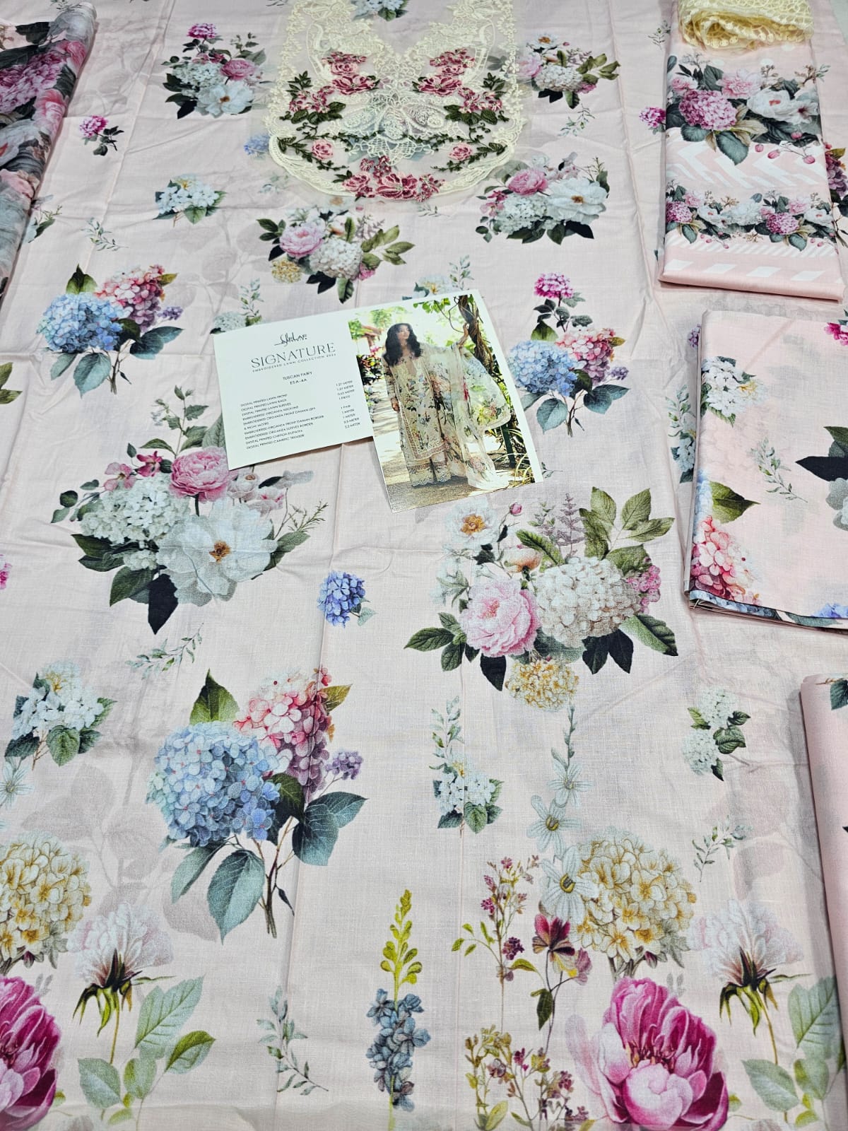 Elaf Signature Premium Embroidered Lawn 2026 babypink